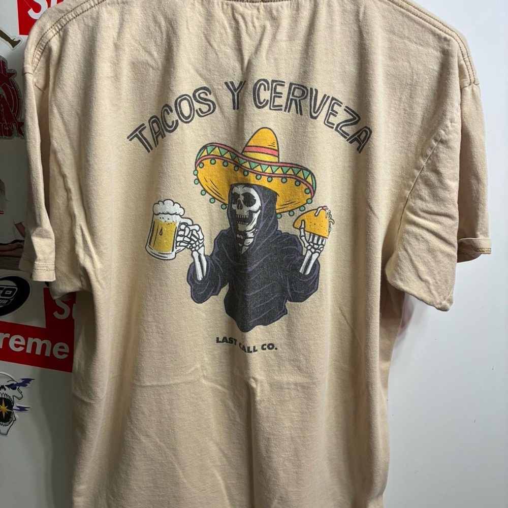 Last Call Tacos Y Cerveza Shirt Size Large